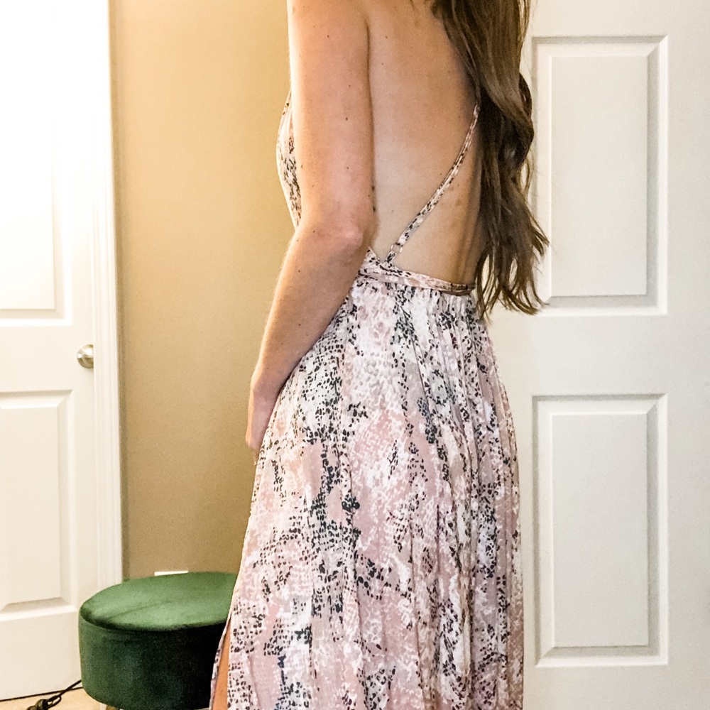 Blush Python Faux Wrap Dress | Small - Picture 3 of 16